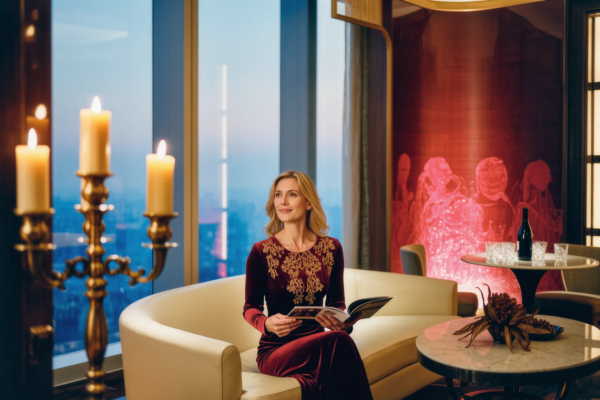 Suite d'hôtel baignée de lumière naturelle, salon séparé et vue dégagée