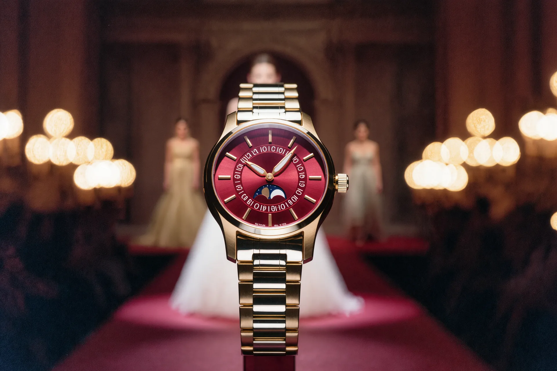 Cadran de montre à quantième perpétuel avec compteurs de date, mois et phase de lune