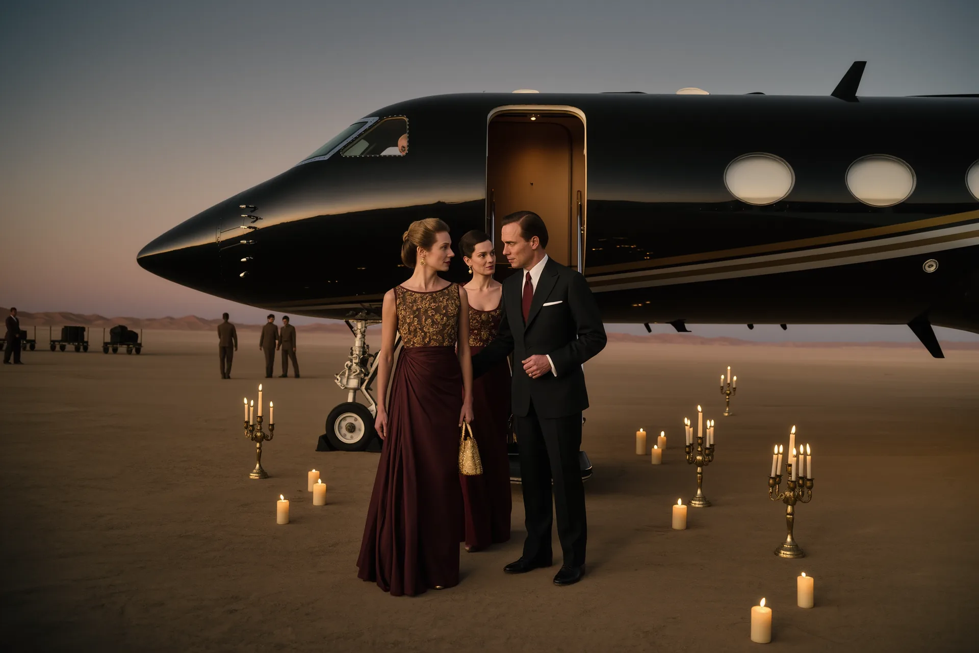 Aile de jet privé et tarmac désert, quelques minutes avant l'embarquement.